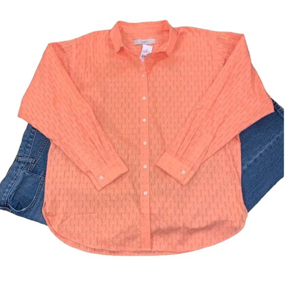 LOFT Tops - NWT LOFT Peach Relaxed Button Down Shirt - SMALL